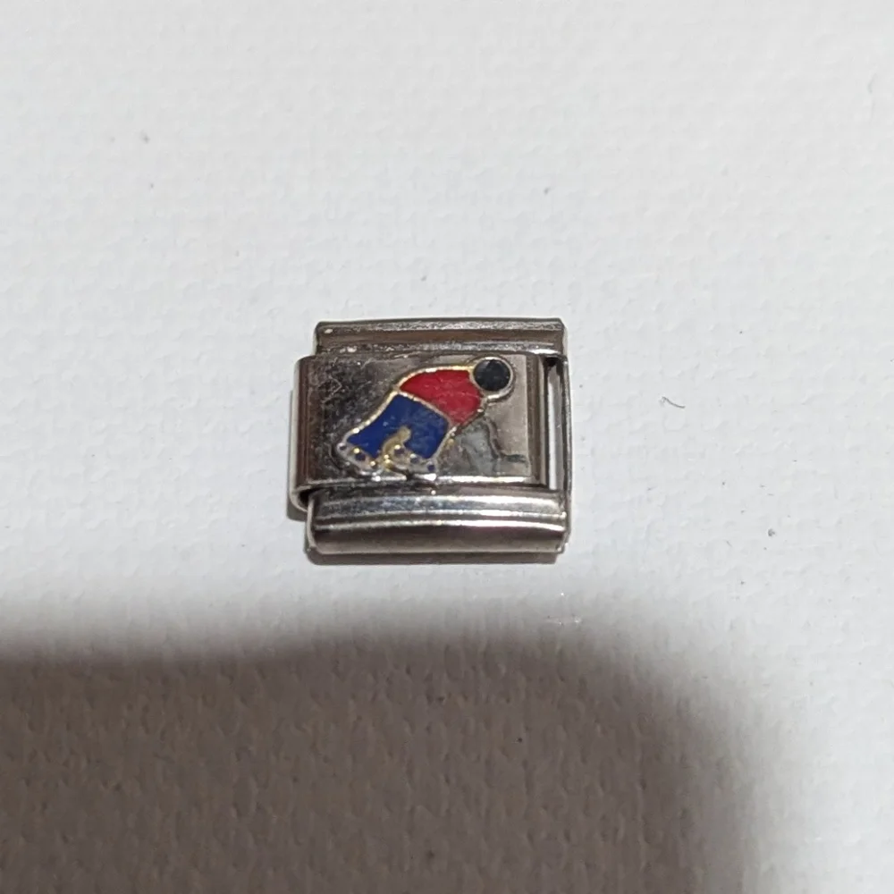 Hockey Player Fan Stick 9mm Italian Charm Bracelet Link - Picture 1 of 7